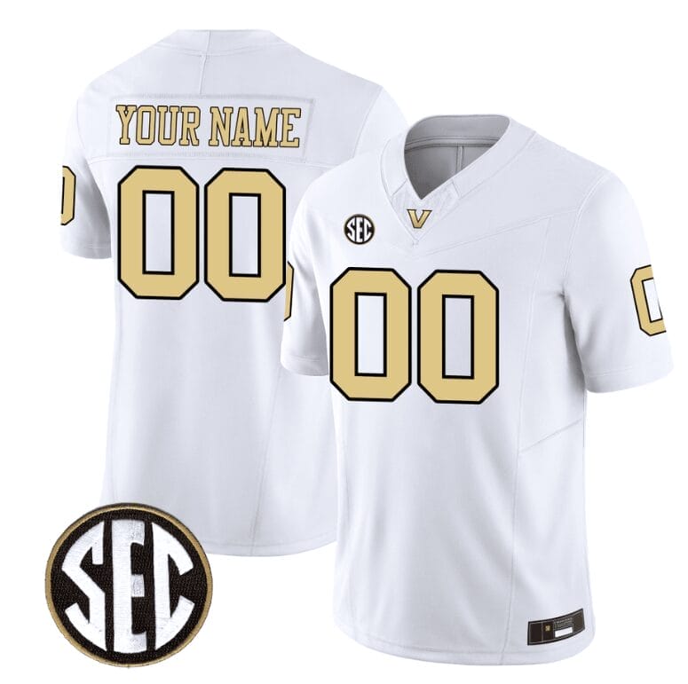 Custom Vanderbilt Commodores Jersey Name and Number College Football Stitched White