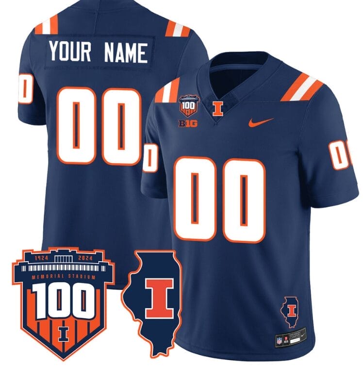 Custom Illinois Fighting Jersey Name and Number Vapor Limited College Football Stitched Navy