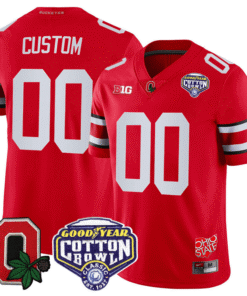 Custom Ohio State Jersey Name and Number Good Year Cotton Bowl Patch Football Scarlet