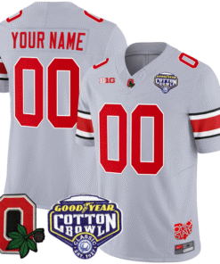Custom Ohio State Jersey Name and Number Good Year Cotton Bowl Patch Football Gray