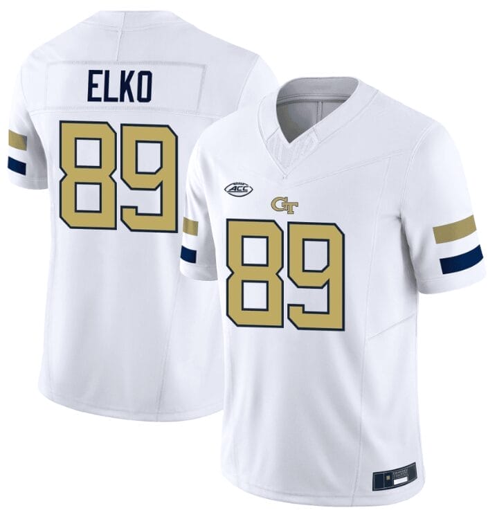 Chris Elko Jersey #89 Georgia Tech Yellow Jacket College Football Edition White