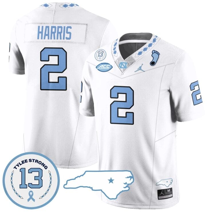 Jakeen Harris Jersey #2 North Carolina Tar Heels Vapor College Football Stitched White