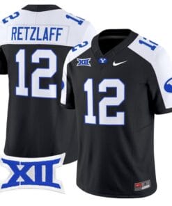 Jake Retzlaff Jersey #12 BYU Cougars Vapor Limited College Football Stitched Black Alternate
