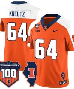 Josh Kreutz Jersey #64 Illinois Fighting Vapor Limited College Football Stitched Orange Alternate