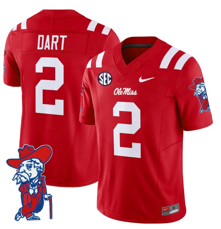 Jaxson Dart Jersey #2 Ole Miss Rebels Vapor Limited College Football Stitched Red