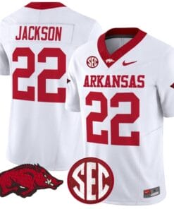 Ja'Quinden Jackson Jersey #22 Arkansas Razorbacks Vapor Limited College Football Stitched White