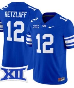 Jake Retzlaff Jersey #12 BYU Cougars Vapor Limited College Football Stitched Royal