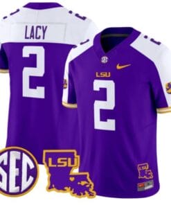 Kyren Lacy Jersey #2 LSU Tigers 2024 Louisiana Patch Vapor Limited College Football Stitched Purple Alternate