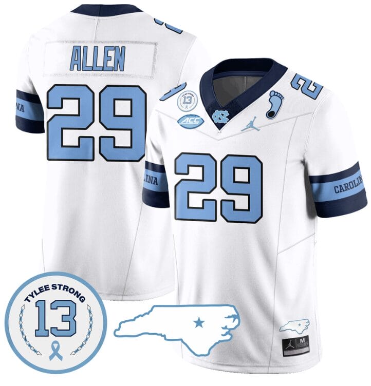 Marcus Allen Jersey #29 North Carolina Tar Heels Vapor College Football Stitched Alternate White