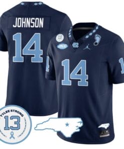 Max Johnson Jersey #14 North Carolina Tar Heels Vapor College Football Stitched Navy
