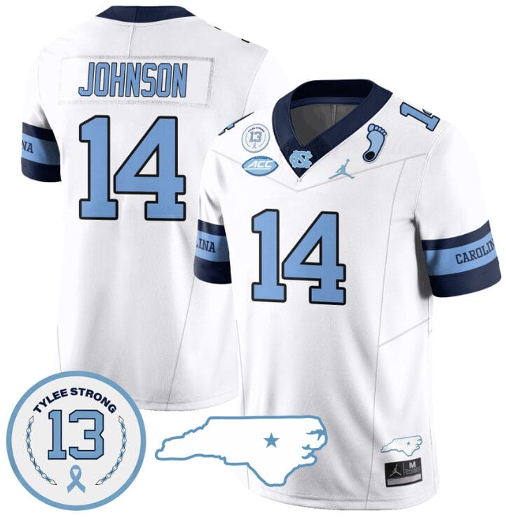 Max Johnson Jersey #14 North Carolina Tar Heels Vapor College Football Stitched Alternate Blue