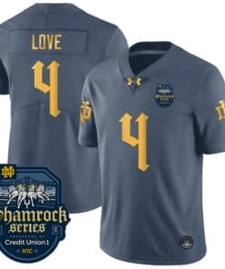 Notre Dame Jersey Number 4 Name Shamrock Series 2024 On The Back College Football Stitched