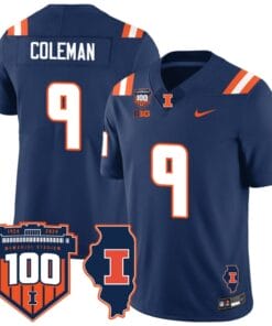 Seth Coleman Jersey #9 Illinois Fighting Vapor Limited College Football Stitched Navy