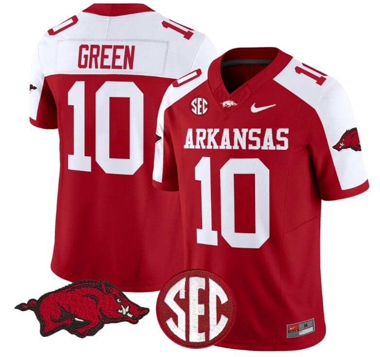Taylen Green Jersey #10 Arkansas Razorbacks Vapor Limited College Football Stitched Cardinal Alternate