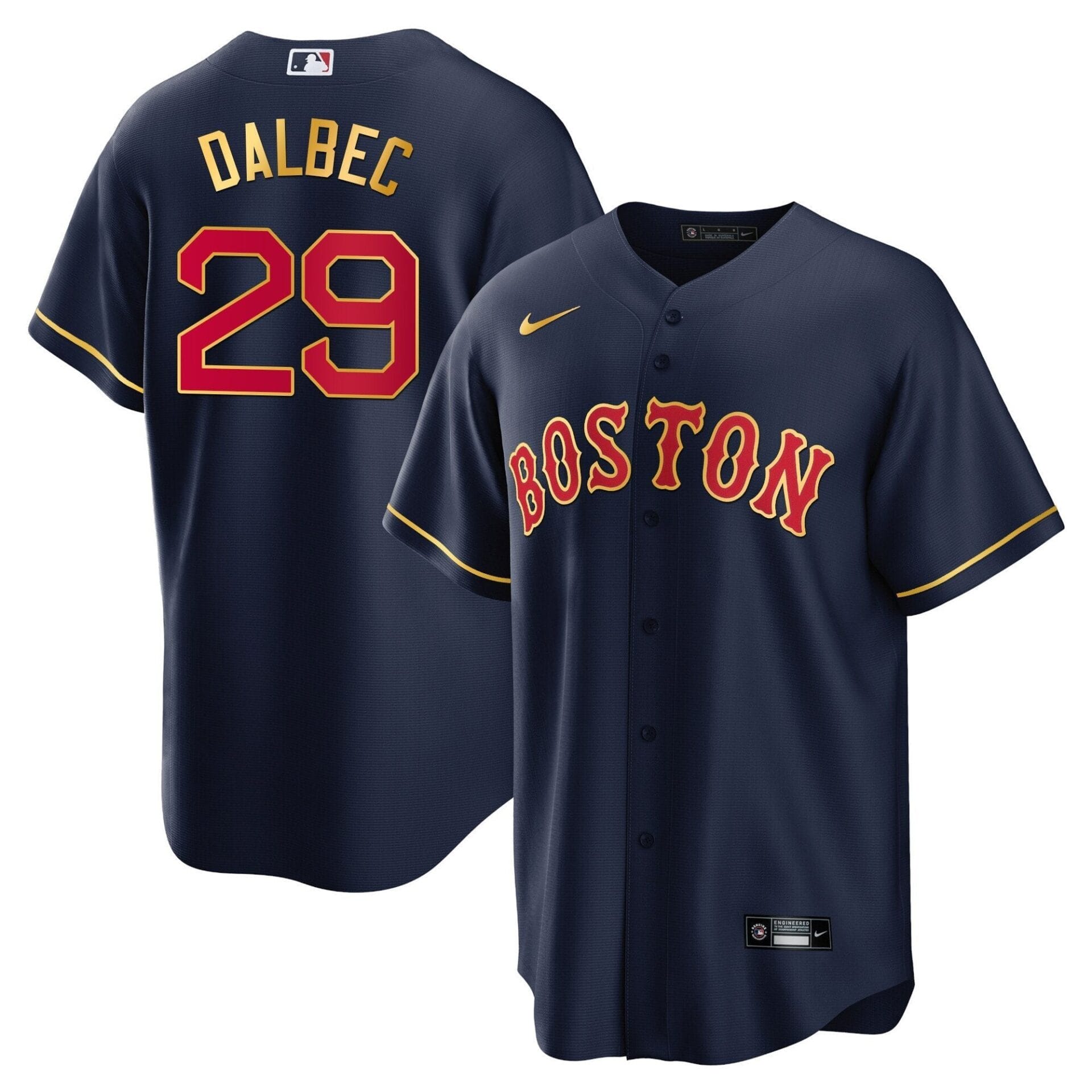 Boston Red Sox Gold Trim Jersey - All Stitched - Image 17