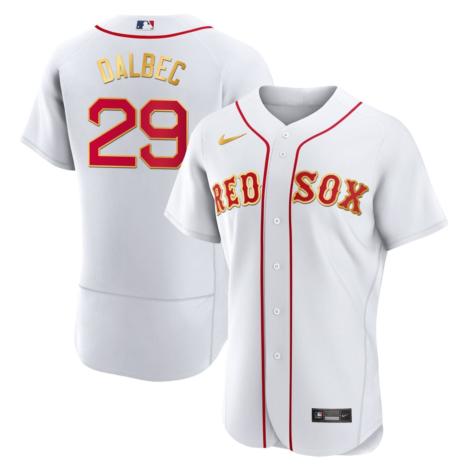 Boston Red Sox Gold Trim Jersey - All Stitched - Image 11