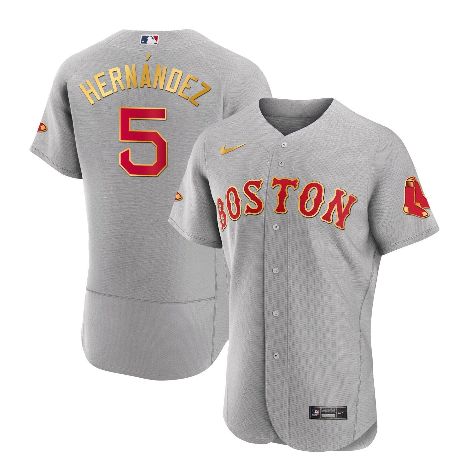 Boston Red Sox Gold Trim Jersey - All Stitched - Image 45