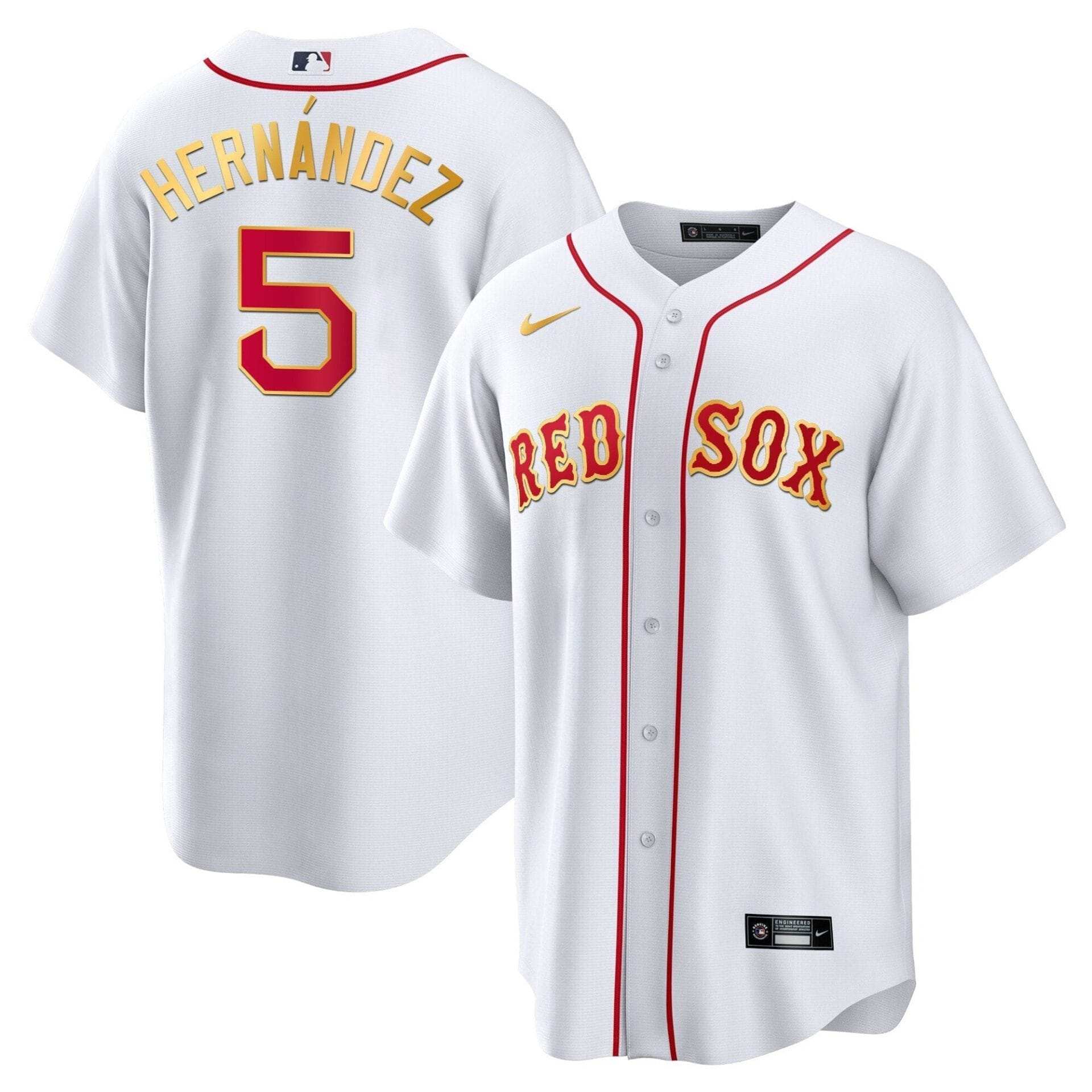 Boston Red Sox Gold Trim Jersey - All Stitched - Image 3