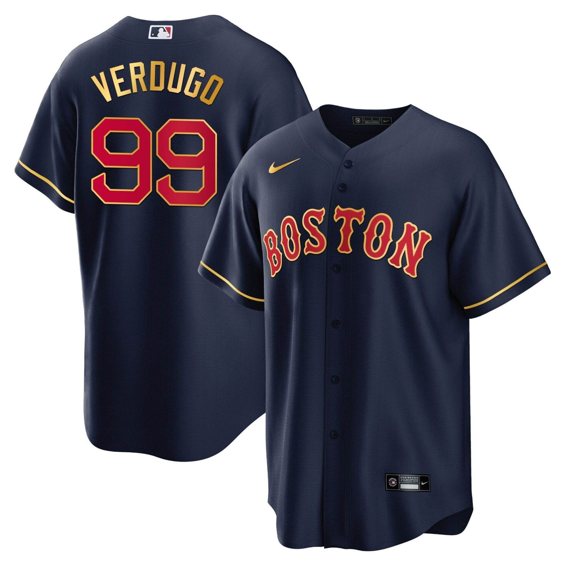 Boston Red Sox Gold Trim Jersey - All Stitched - Image 13
