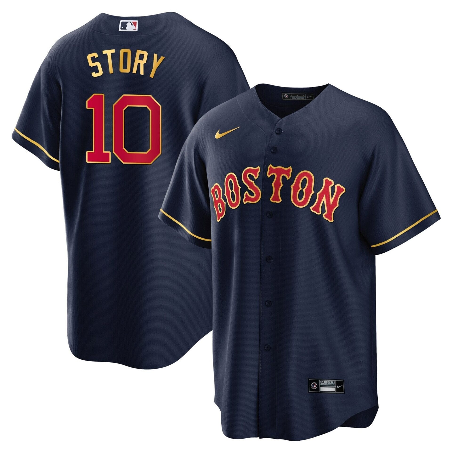 Boston Red Sox Gold Trim Jersey - All Stitched - Image 16