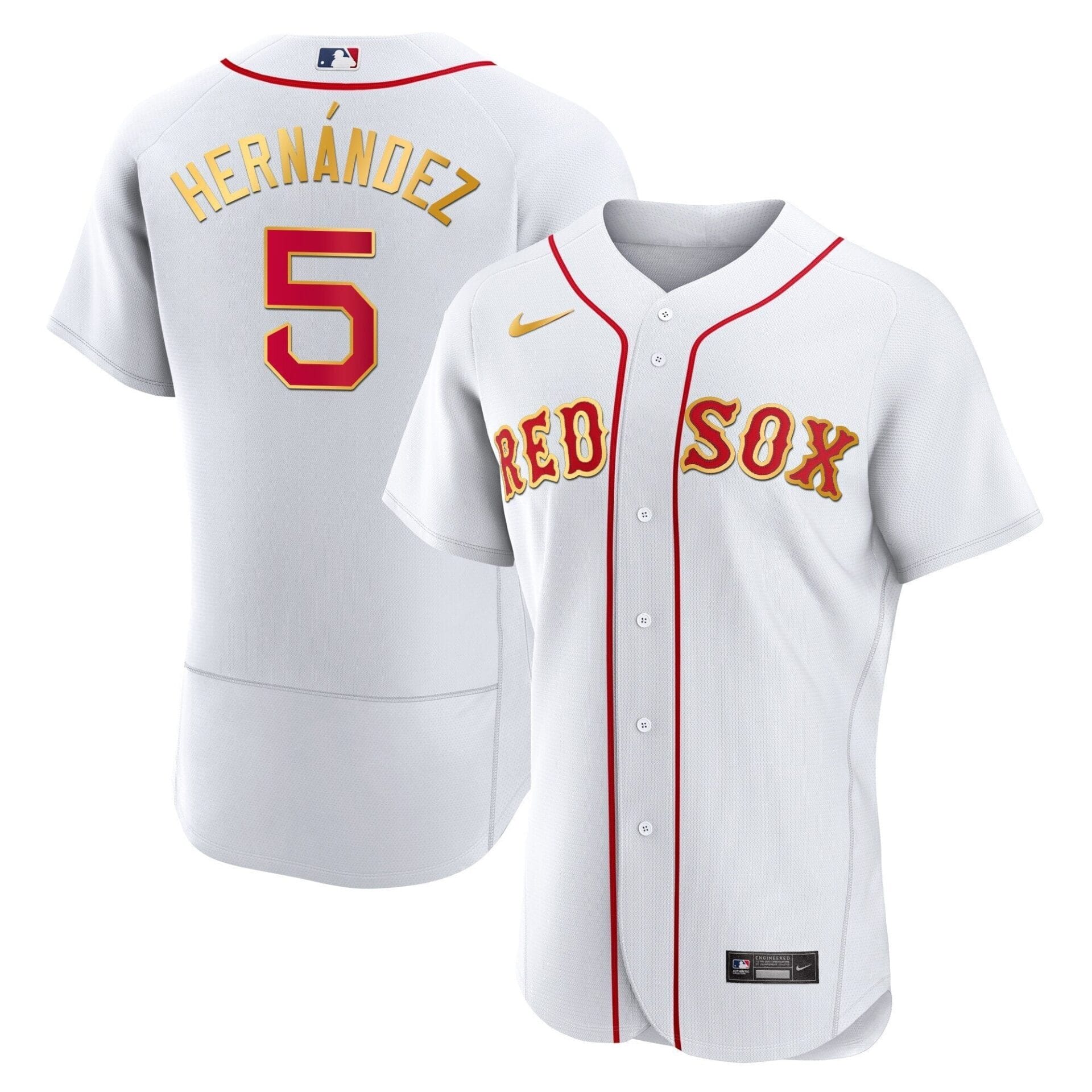 Boston Red Sox Gold Trim Jersey - All Stitched - Image 9