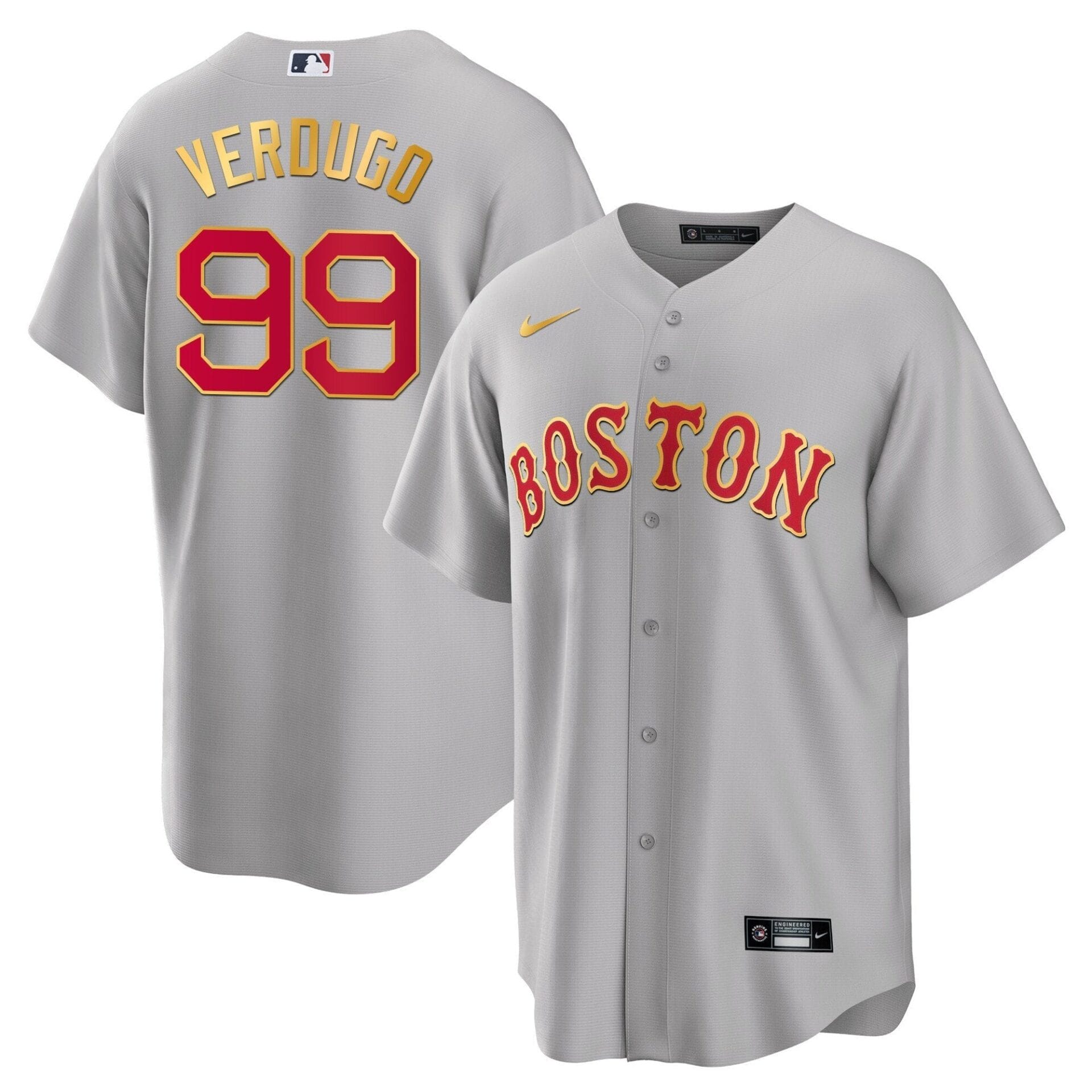 Boston Red Sox Gold Trim Jersey - All Stitched - Image 37