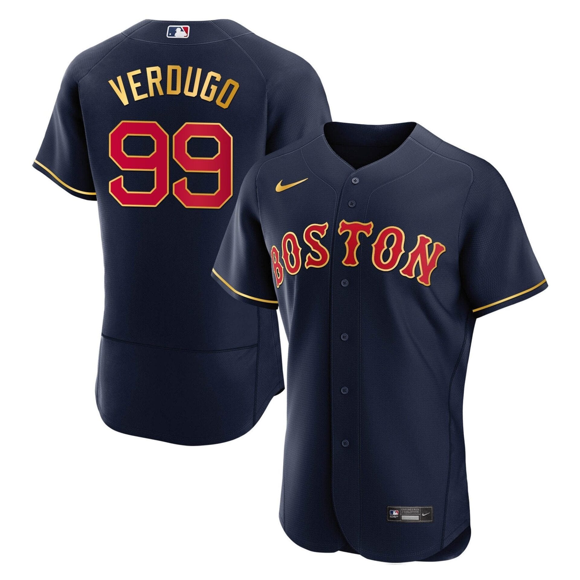 Boston Red Sox Gold Trim Jersey - All Stitched - Image 19