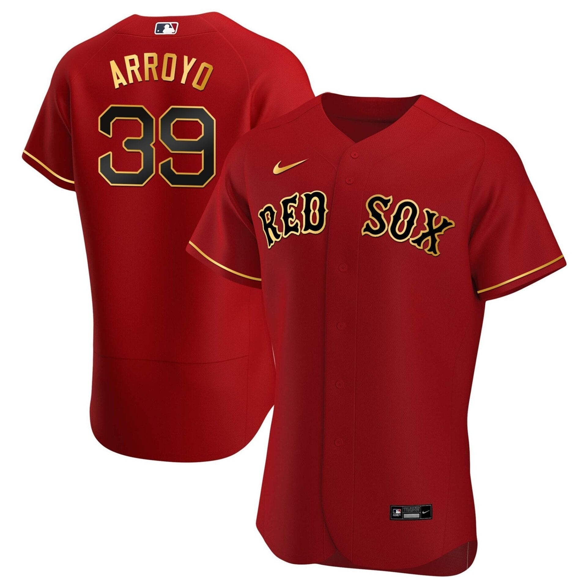 Boston Red Sox Gold Trim Jersey - All Stitched - Image 36
