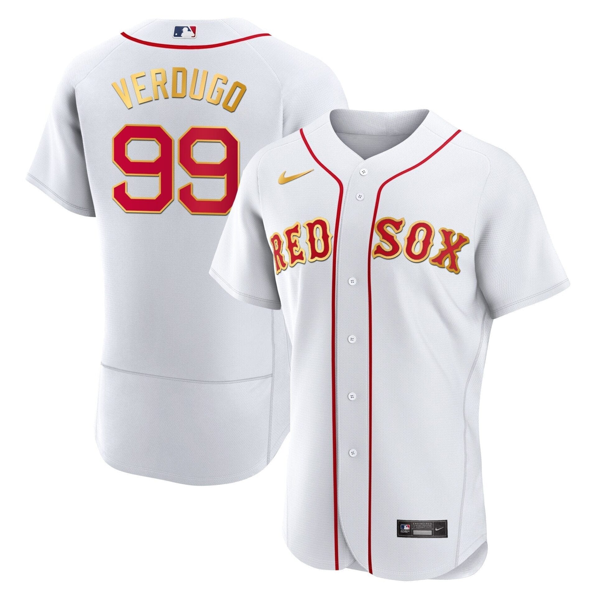Boston Red Sox Gold Trim Jersey - All Stitched - Image 7