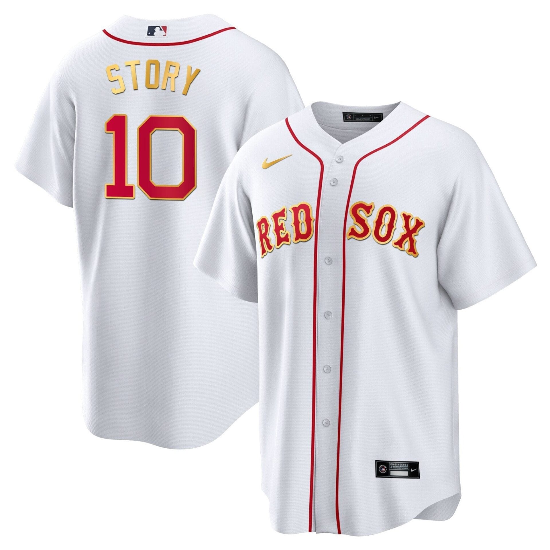 Boston Red Sox Gold Trim Jersey - All Stitched - Image 4