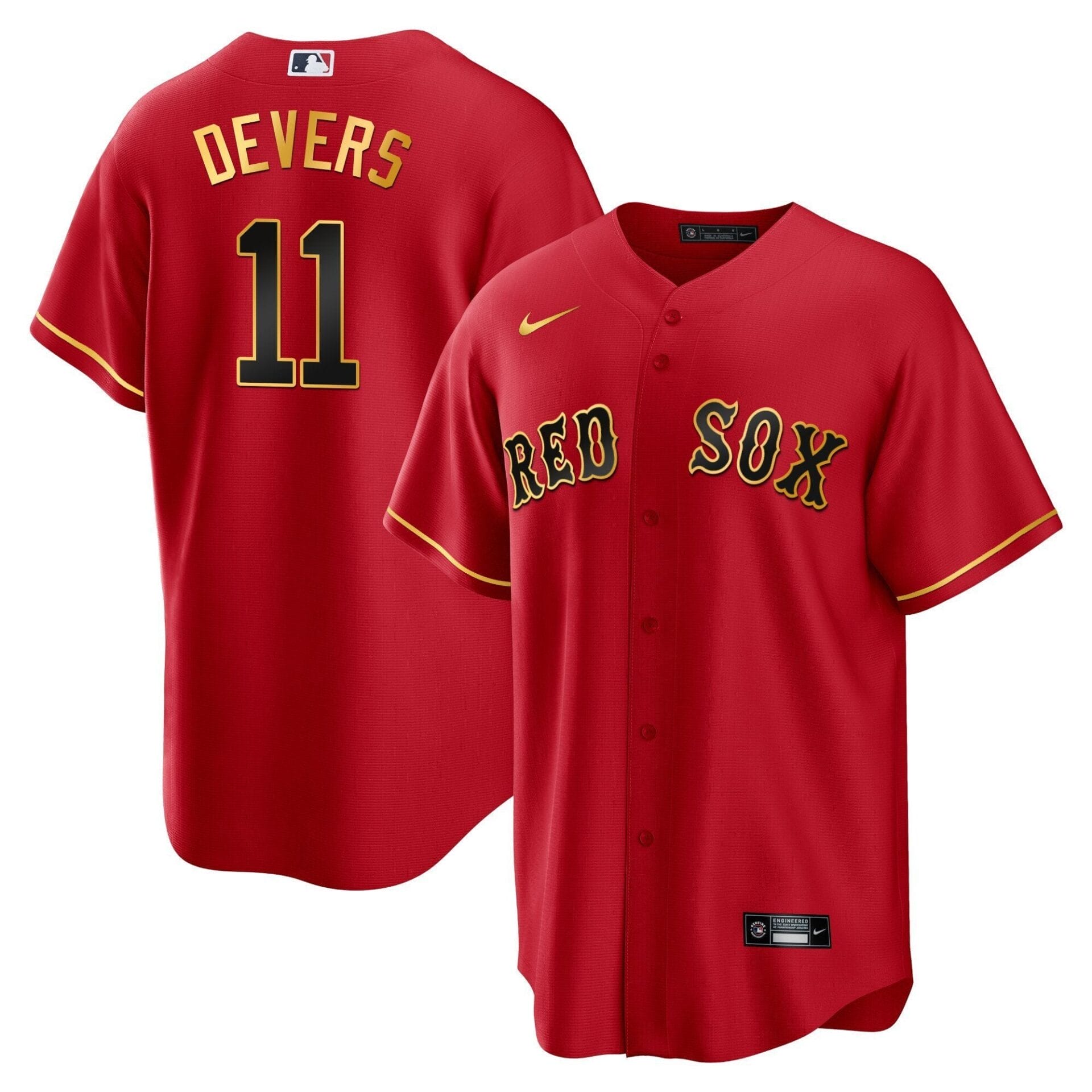 Boston Red Sox Gold Trim Jersey - All Stitched - Image 26