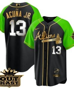 Atlanta Braves Atliens Gold Alternate Cool Base Jersey - All Stitched