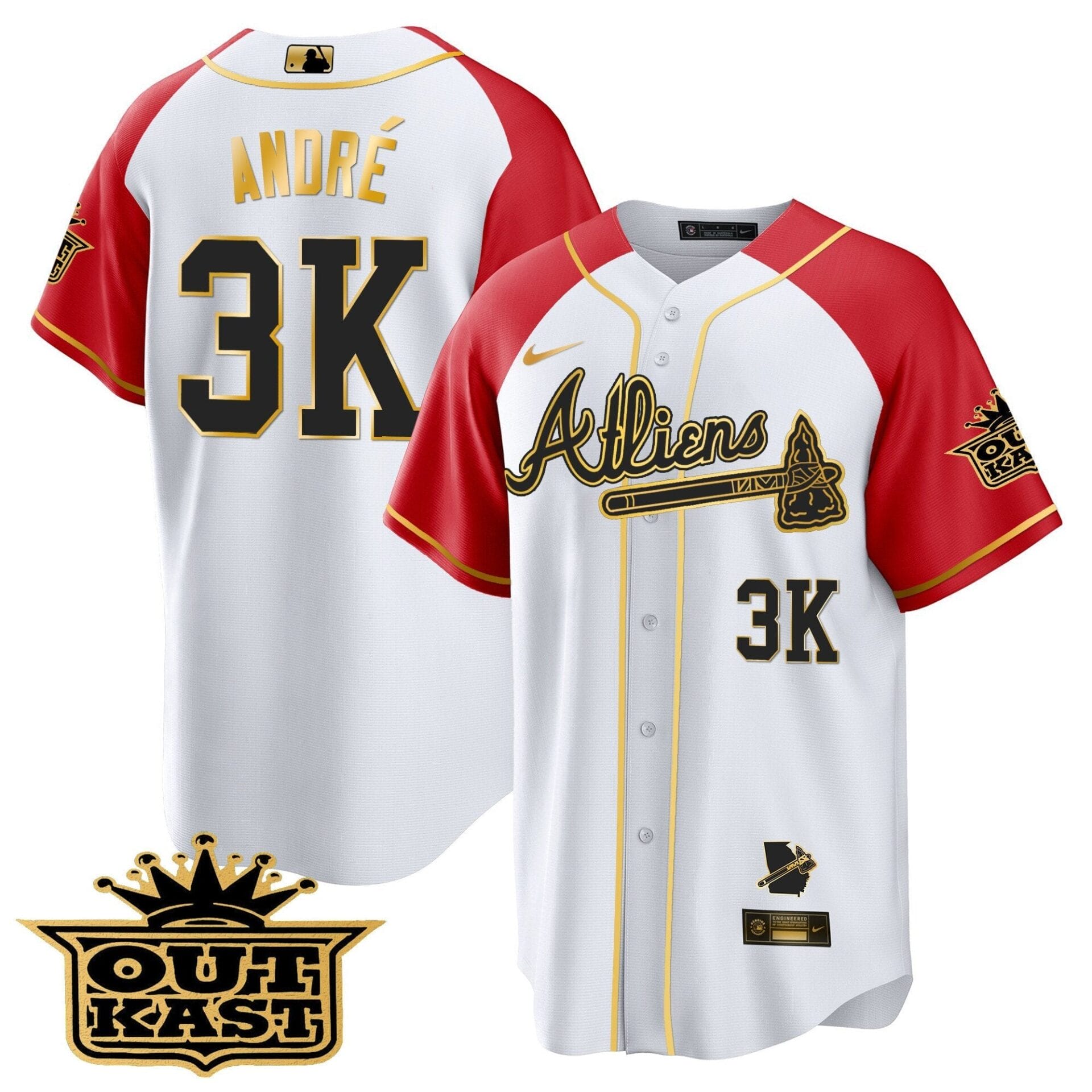 Atlanta Braves Atliens Gold Alternate Cool Base Jersey - All Stitched - Image 48