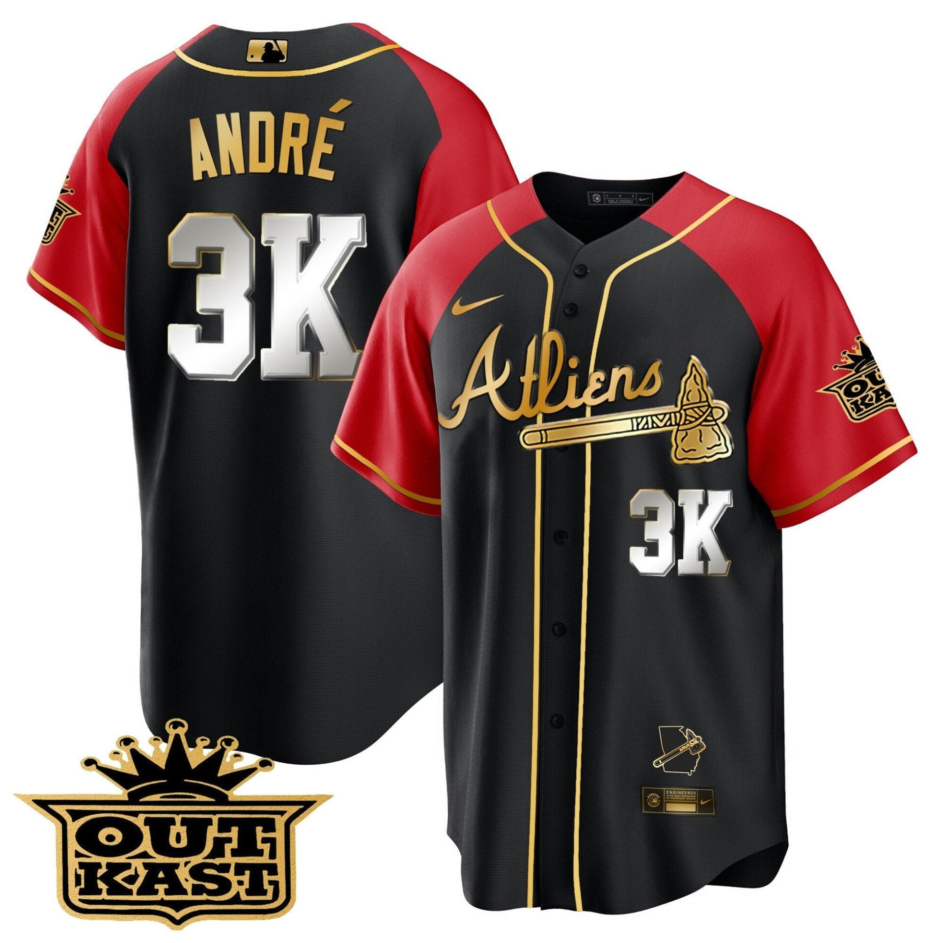 Atlanta Braves Atliens Gold Alternate Cool Base Jersey - All Stitched - Image 21
