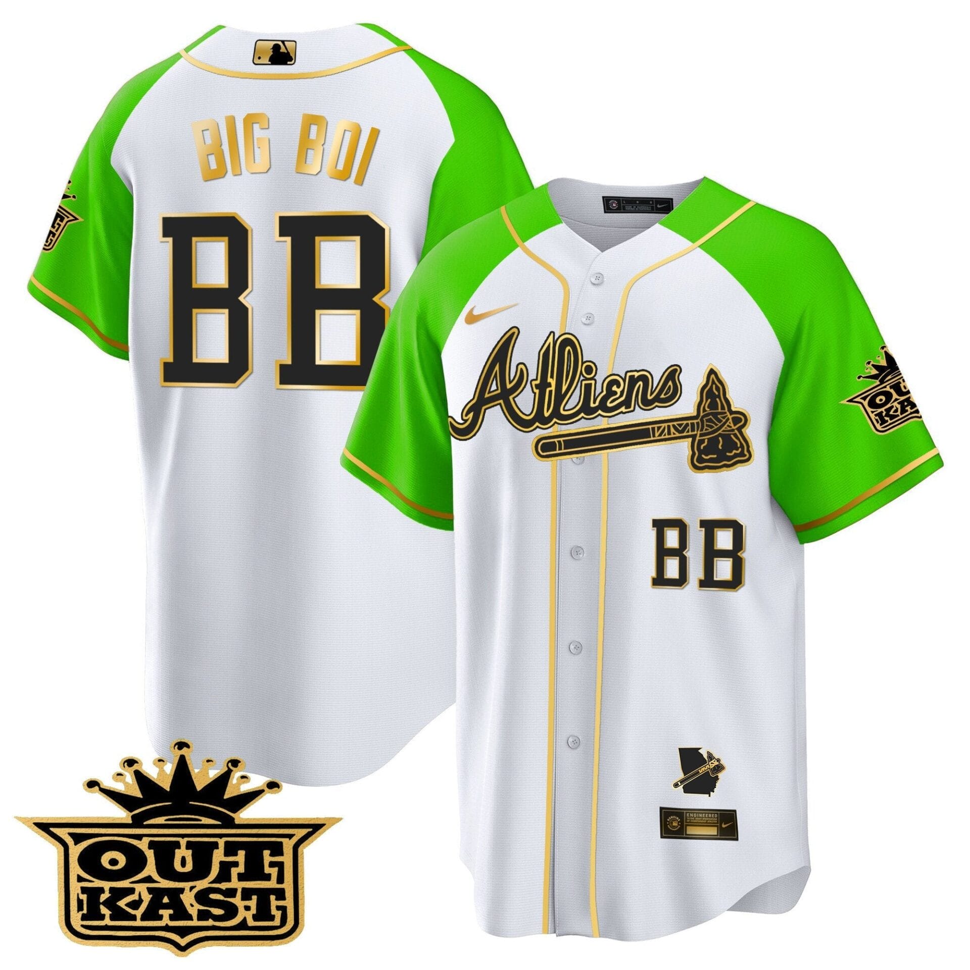 Atlanta Braves Atliens Gold Alternate Cool Base Jersey - All Stitched - Image 31