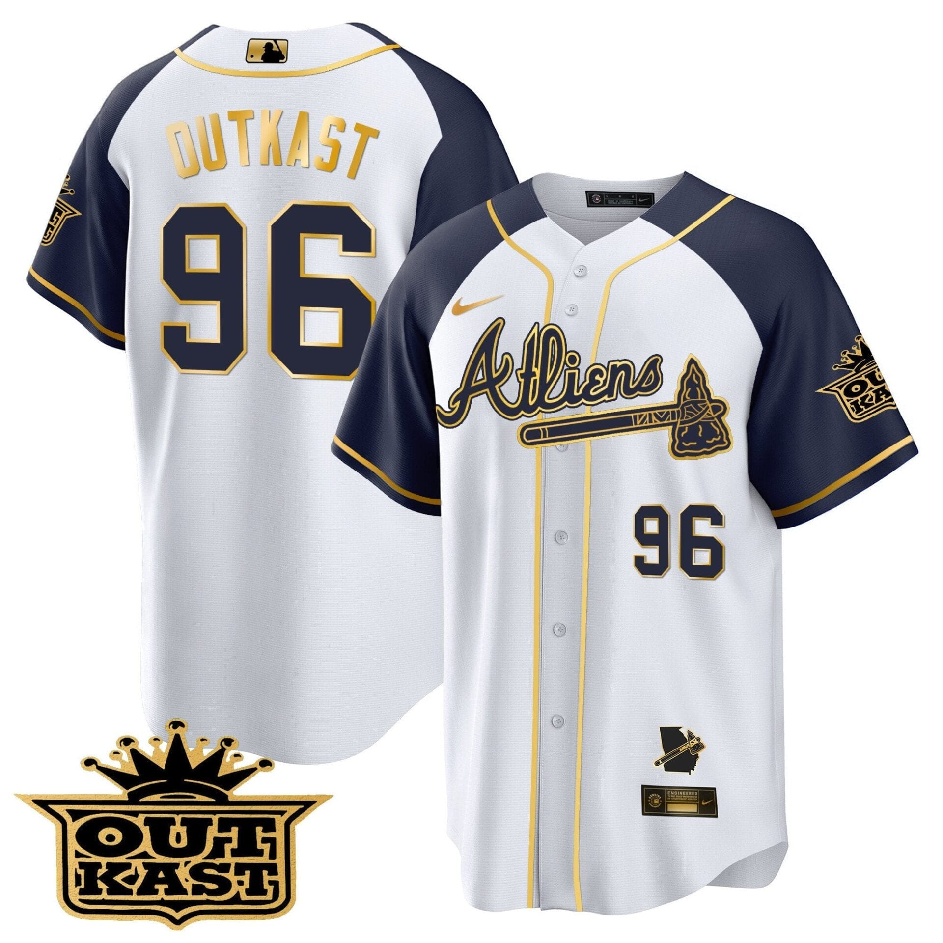 Atlanta Braves Atliens Gold Alternate Cool Base Jersey - All Stitched - Image 38