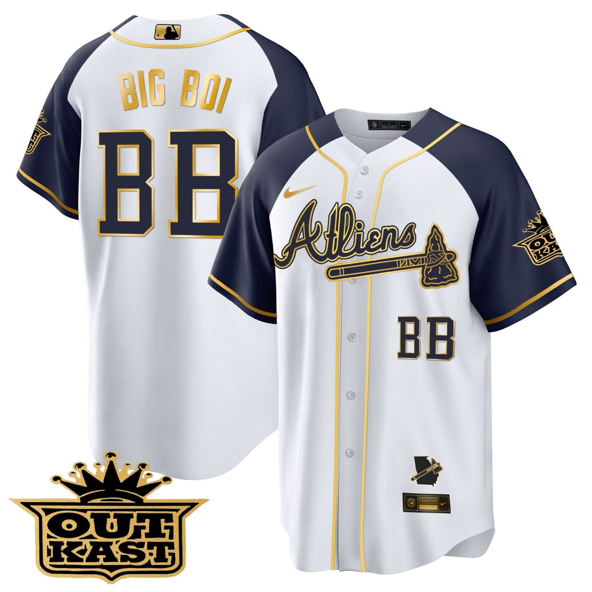 Atlanta Braves Atliens Gold Alternate Cool Base Jersey - All Stitched - Image 40