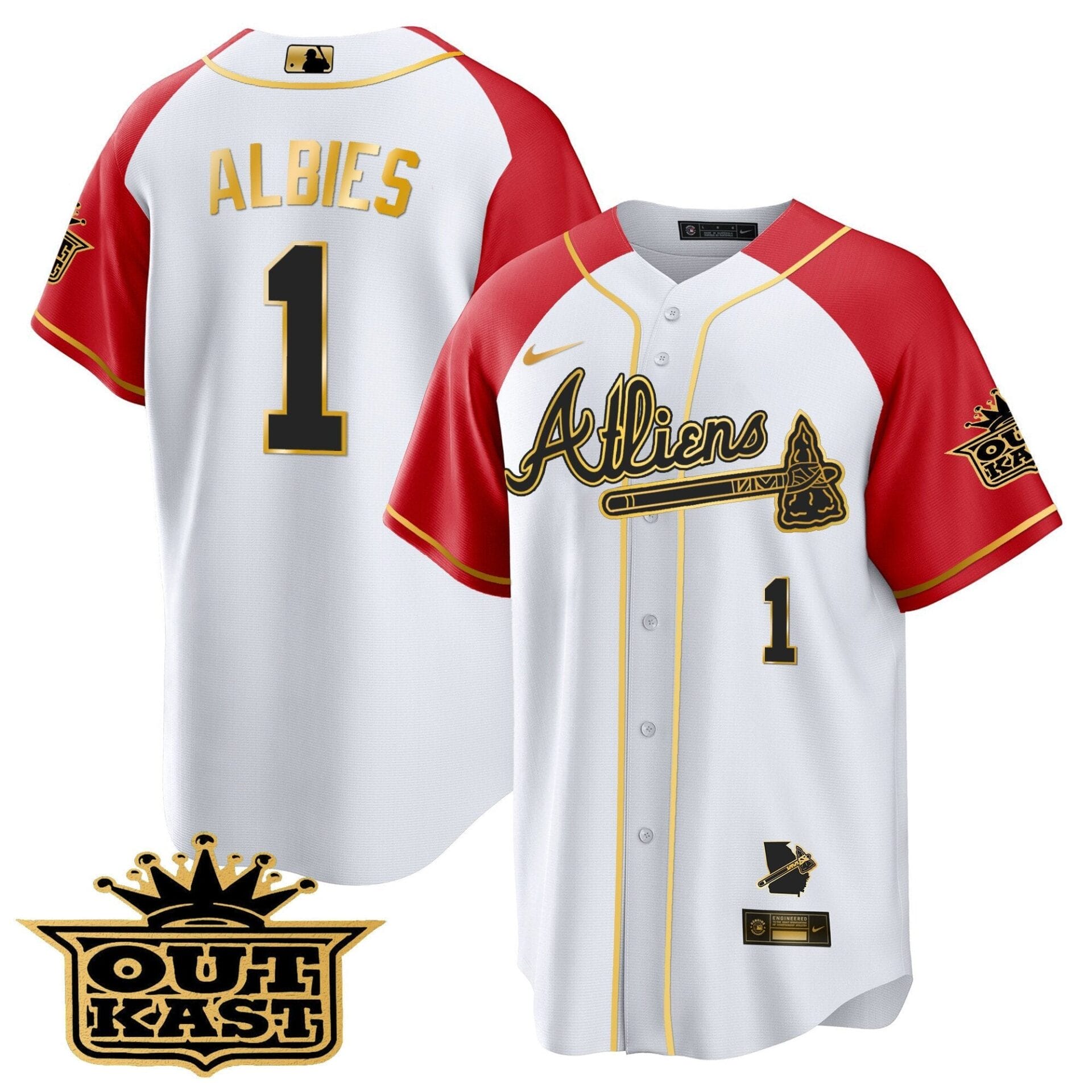 Atlanta Braves Atliens Gold Alternate Cool Base Jersey - All Stitched - Image 53