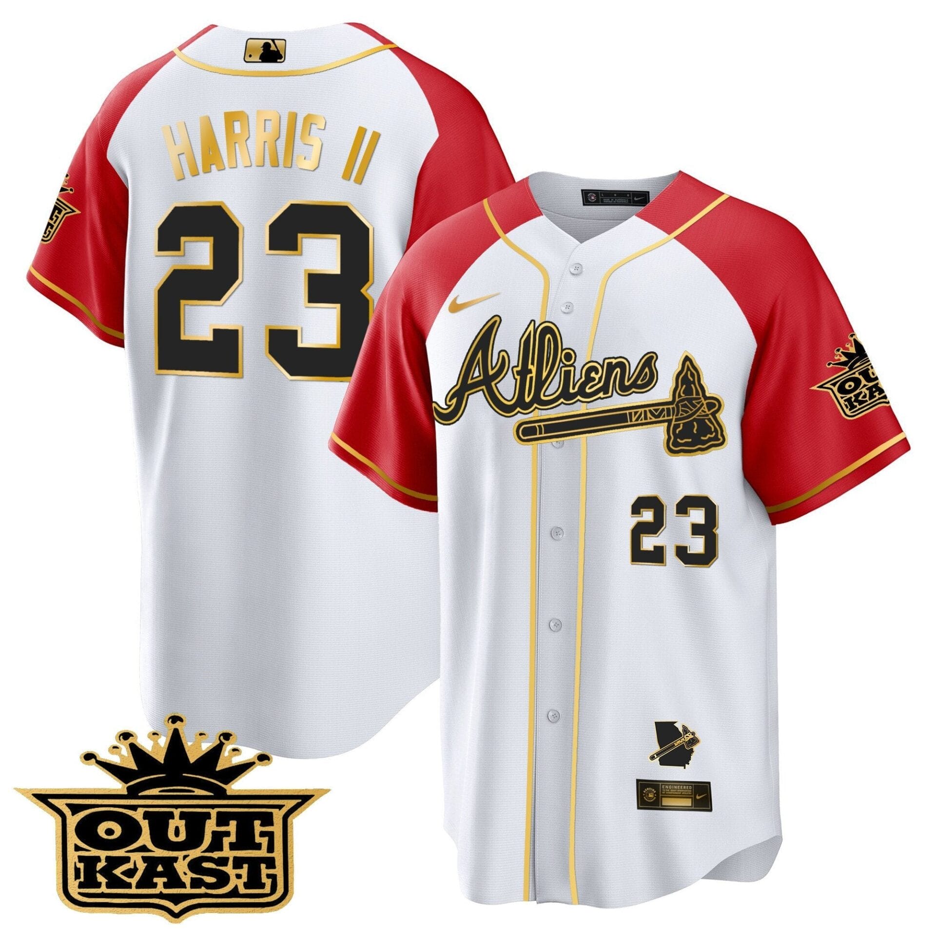 Atlanta Braves Atliens Gold Alternate Cool Base Jersey - All Stitched - Image 51