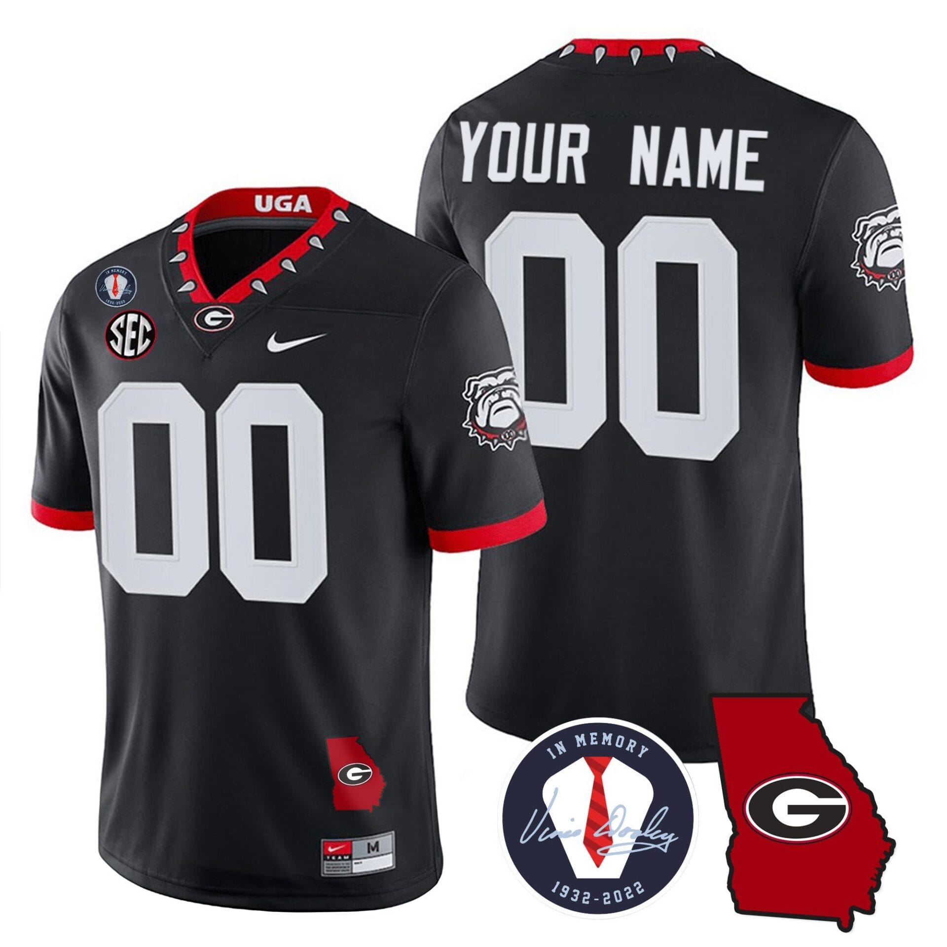 Georgia Bulldogs 2023 Vapor Custom Jersey - Georgia Map - All Stitched - Image 4