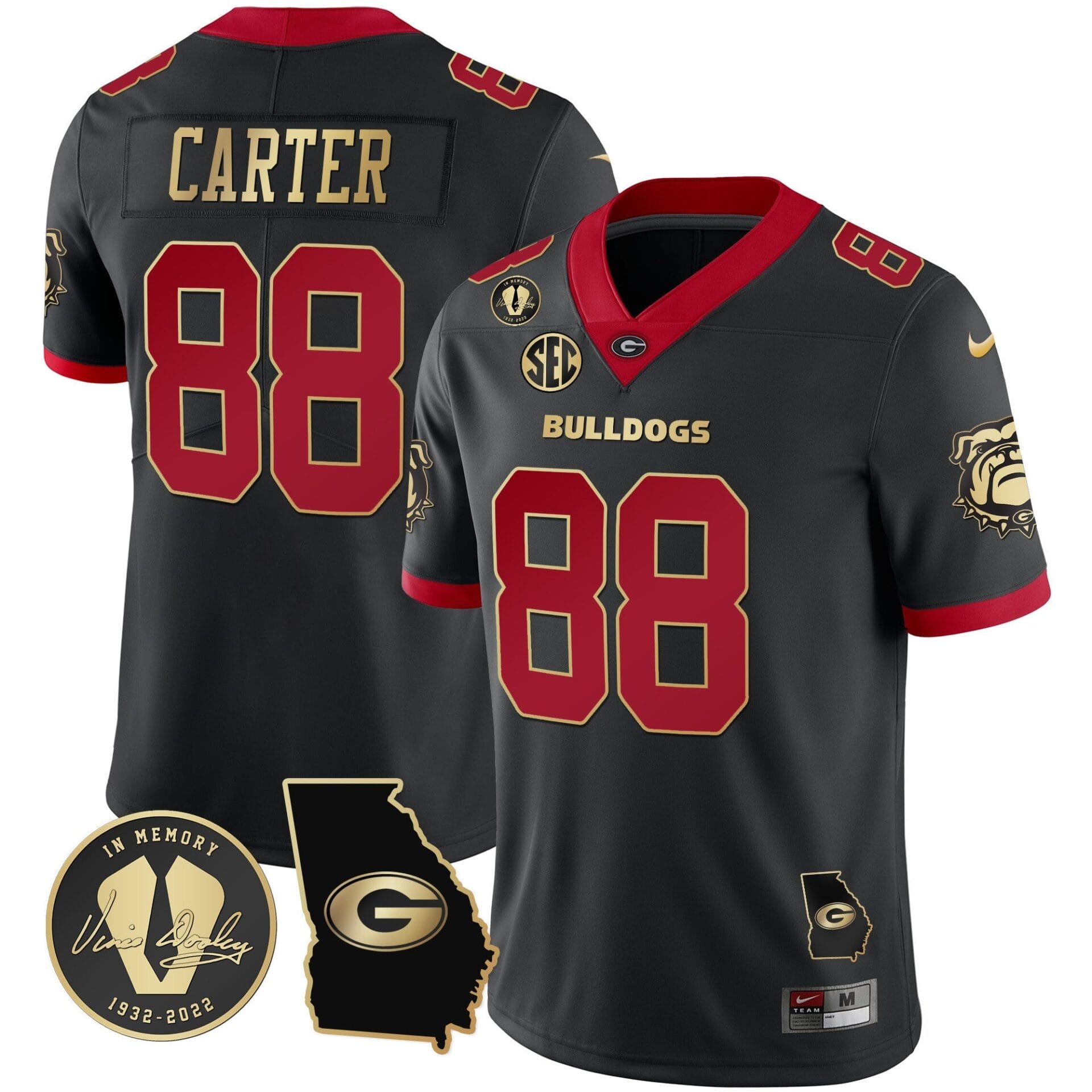 Georgia Bulldogs 2023 Vapor Jersey - Georgia Map - All Stitched - Image 3