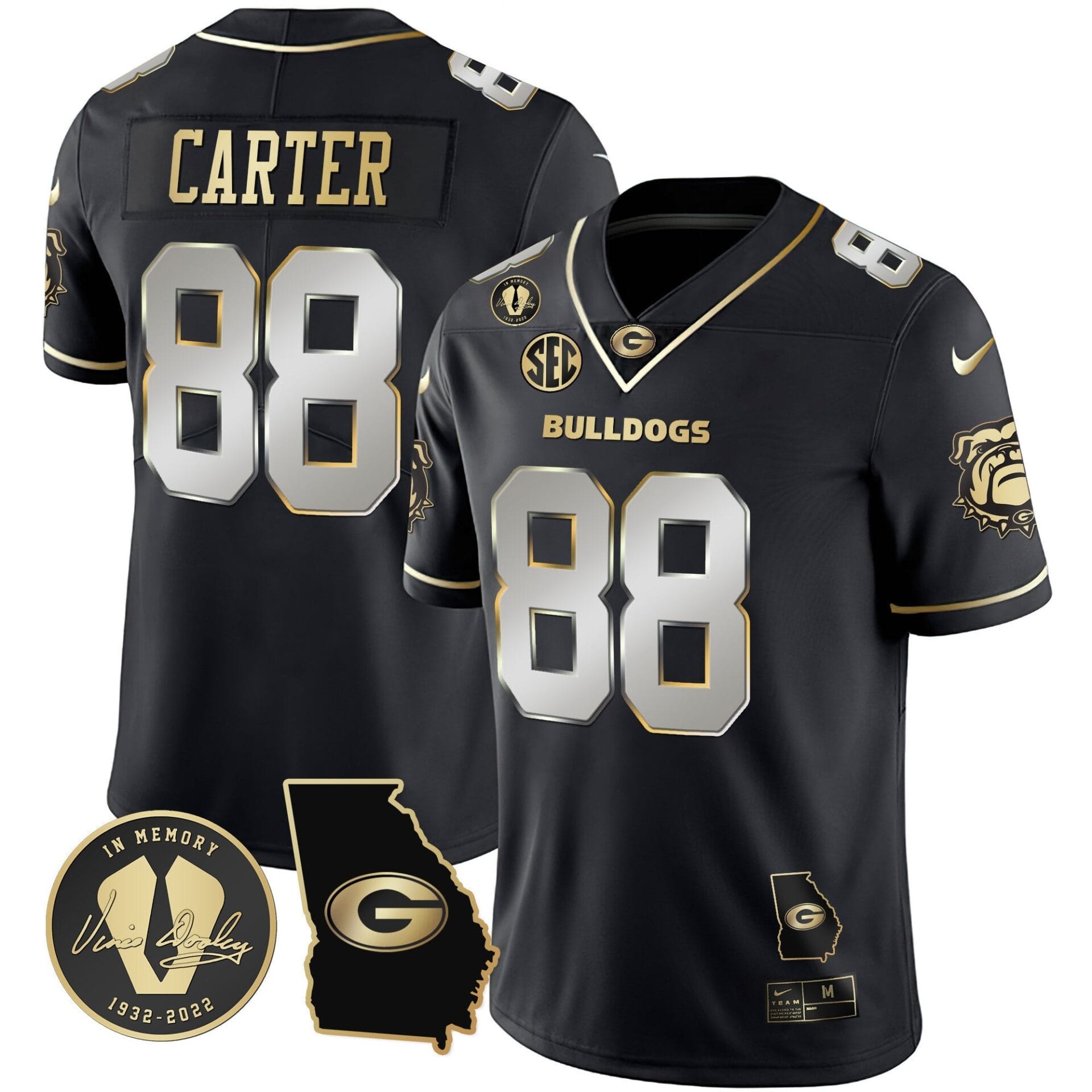 Georgia Bulldogs 2023 Vapor Jersey - Georgia Map - All Stitched - Image 33