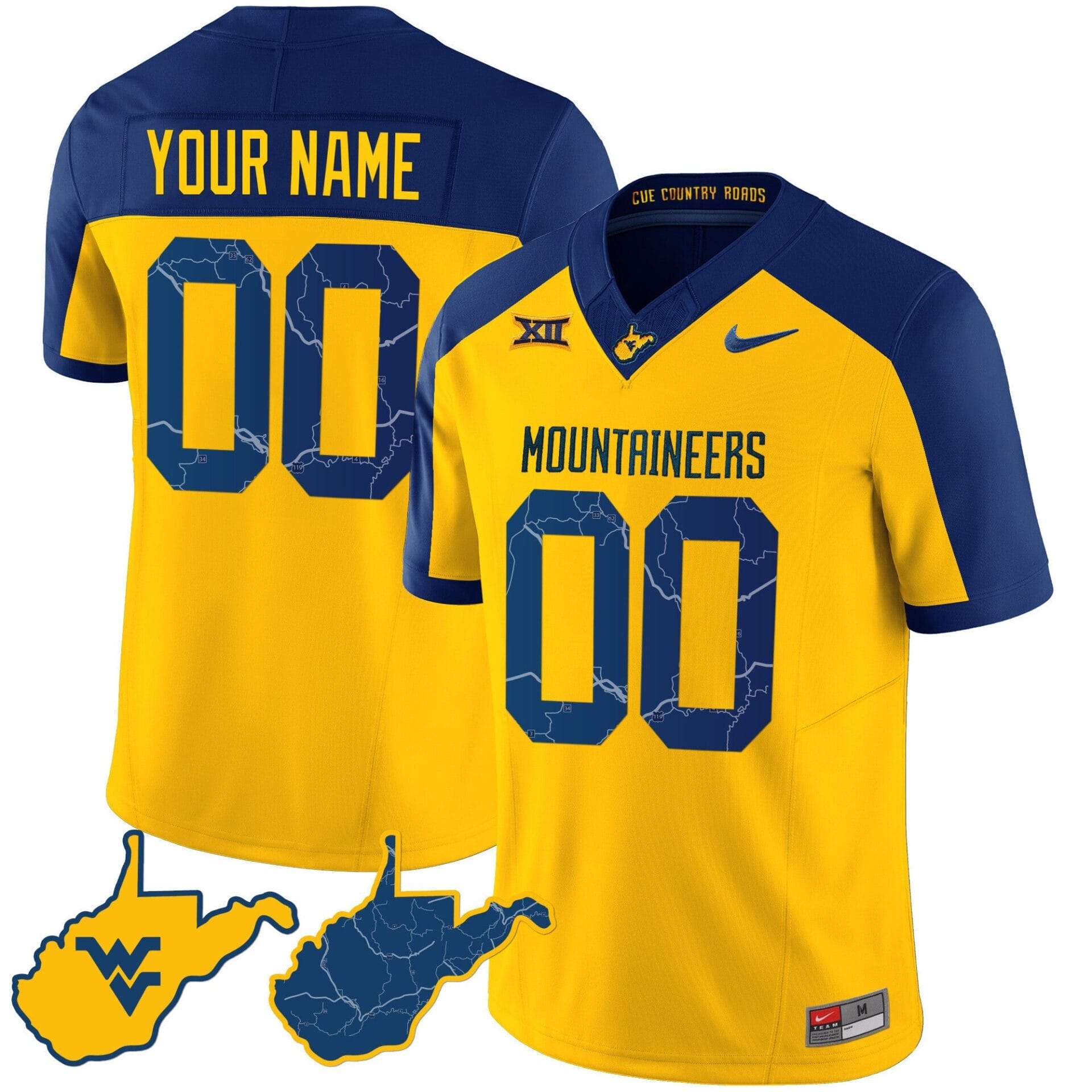 West Virginia Mountaineers 2024 Country Roads Custom Jersey - All Stitched - Image 2