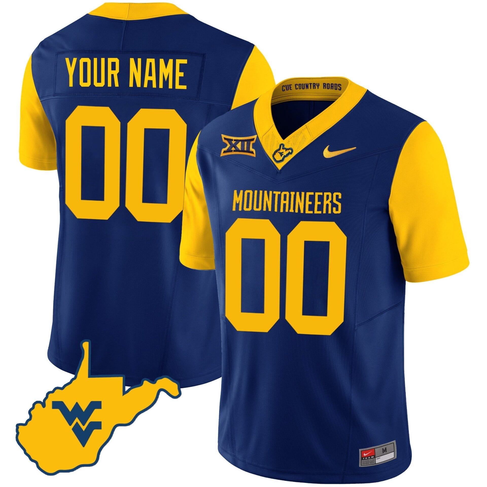 West Virginia Mountaineers 2024 Country Roads Custom Jersey - All Stitched - Image 3