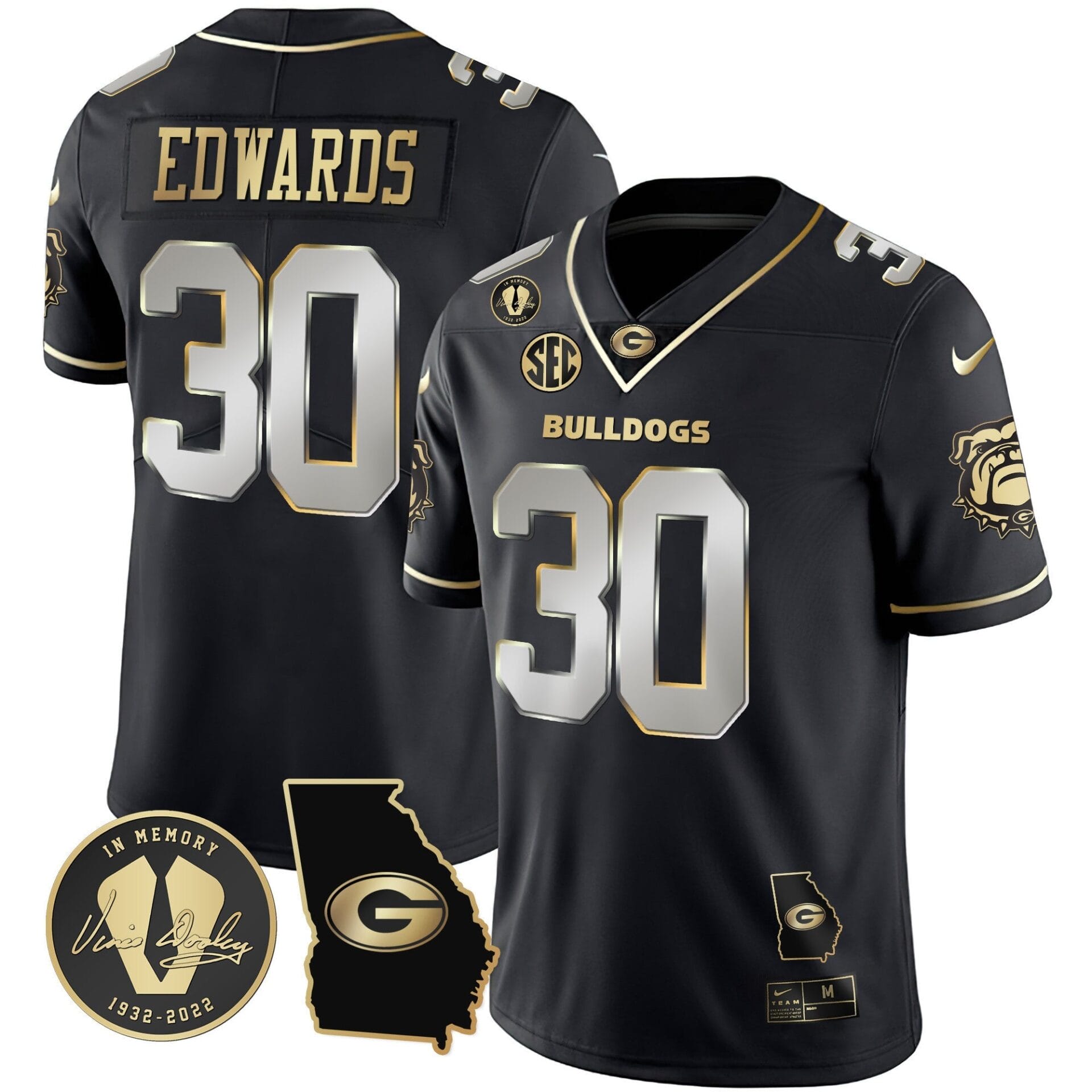 Georgia Bulldogs 2023 Vapor Jersey - Georgia Map - All Stitched - Image 35