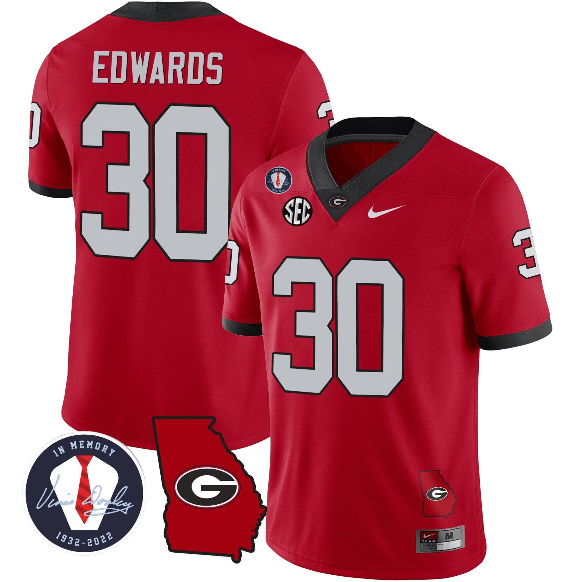 Georgia Bulldogs 2023 Vapor Jersey - Georgia Map - All Stitched - Image 17