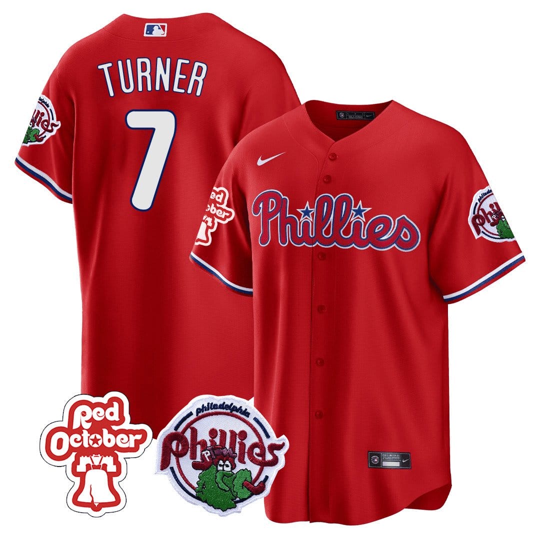 Philadelphia Phillies Red October Patch Cool Base Jersey - All Stitched - Image 5