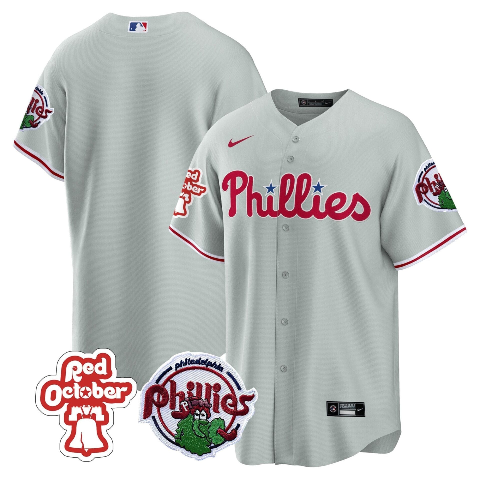 Philadelphia Phillies Red October Patch Cool Base Jersey - All Stitched - Image 28