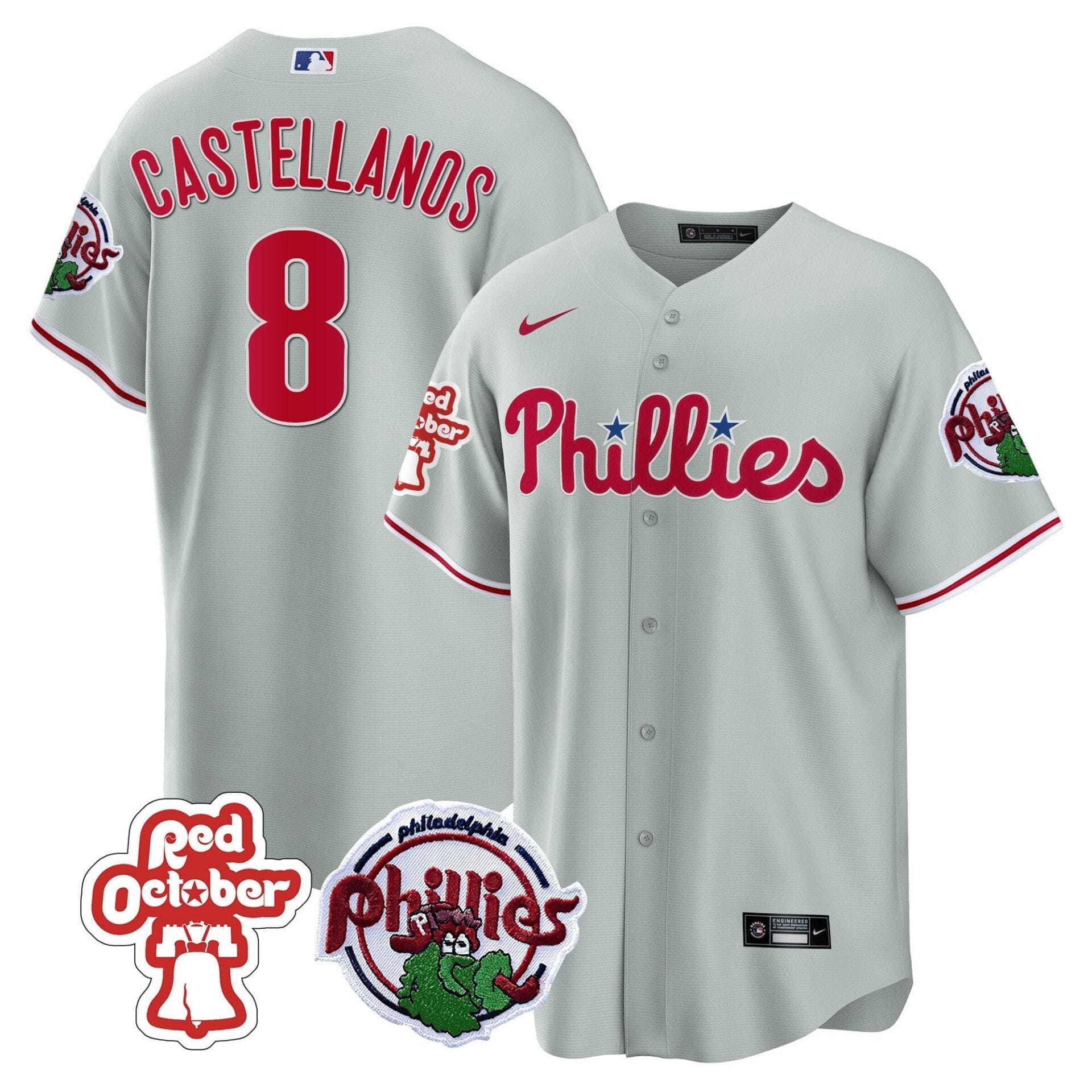 Philadelphia Phillies Red October Patch Cool Base Jersey - All Stitched - Image 26