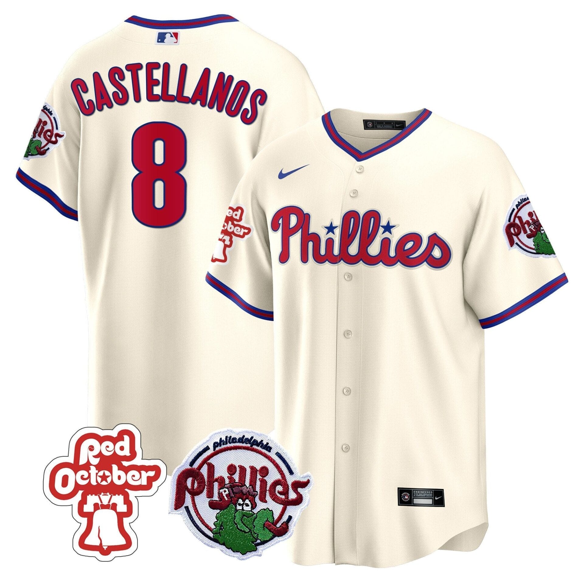 Philadelphia Phillies Red October Patch Cool Base Jersey - All Stitched - Image 33